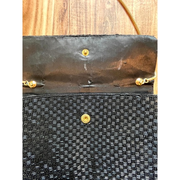 VintageWalborg Black beaded sequined clutch evening bag/purse Hong Kong - Picture 10 of 15